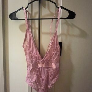 Elegant Pink Lace Bodysuit